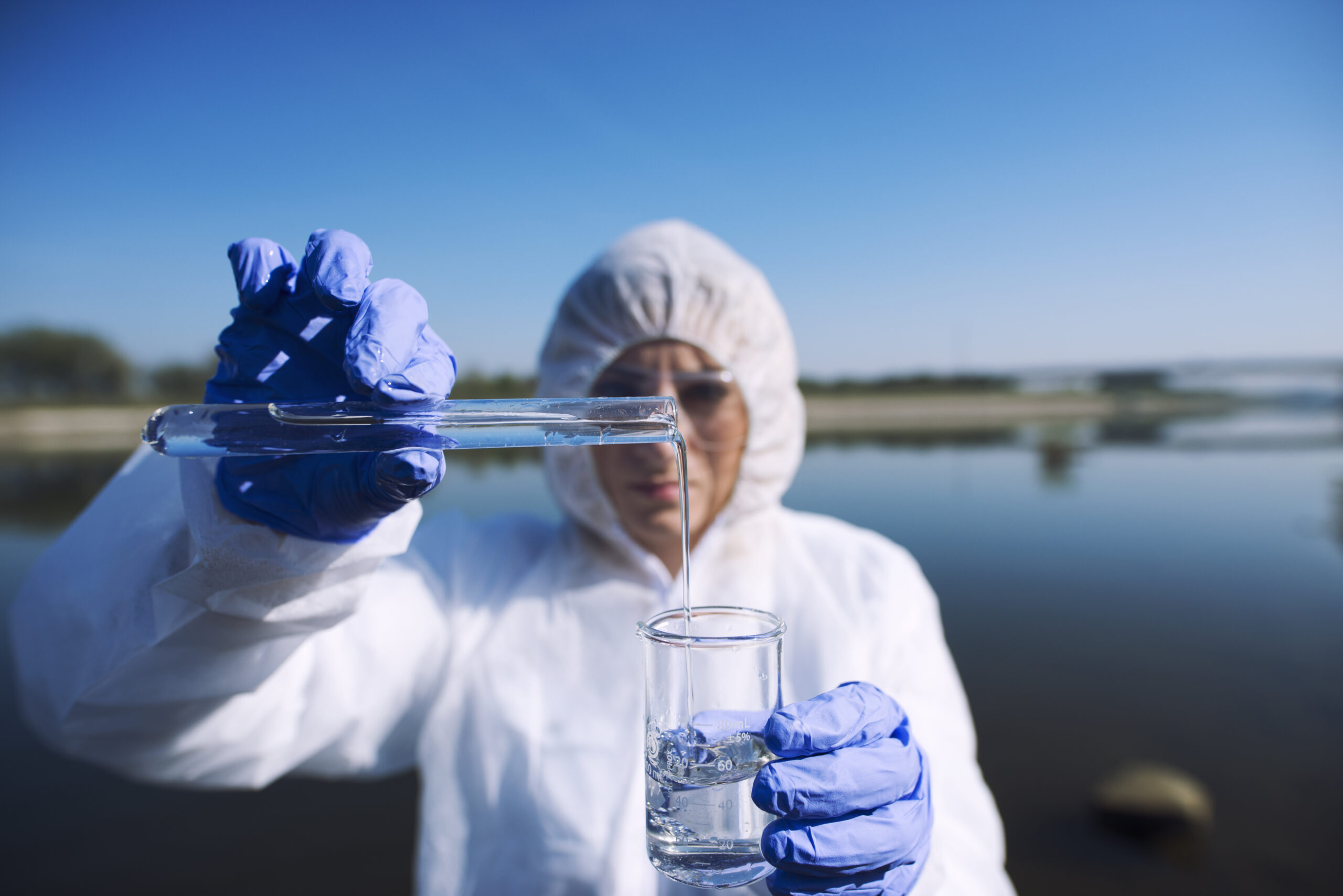 Person sampling water